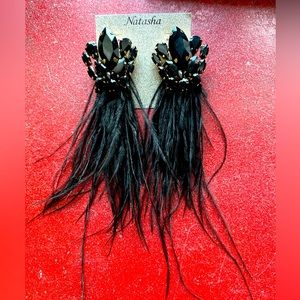 Black feather Natasha earrings
